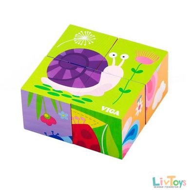 Дерев'яні кубики-пазл Viga Toys Комахи (50160)