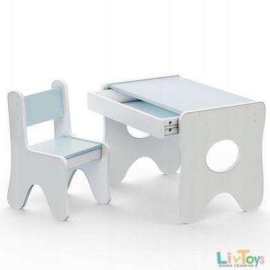 Удобный столик в детскую комнату 70&times;45&times;51, детский игральный стол с ящиком, белый с голубым