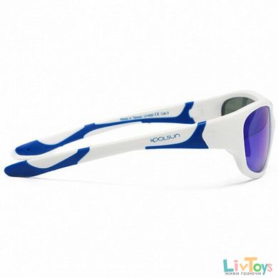 Дитячі сонцезахисні окуляри Koolsun біло-блакитні серії Sport (Розмір: 6+)