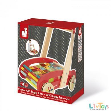 Игрушка-толкатель Janod Тележка с кубиками 30 эл. J05379