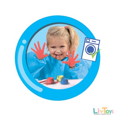 Безпечні пальчикові фарби для дітей  - ВІДБИТОК (3 кольори у пластикових баночках, малюнки)