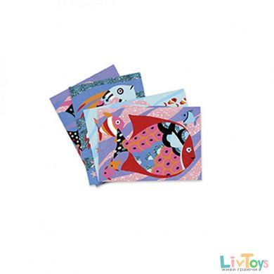Художественный комплект рисования цветным песком и блестками радужные рыбки Djeco (DJ08661)