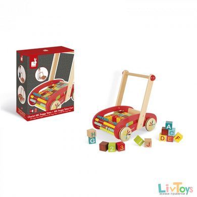 Игрушка-толкатель Janod Тележка с кубиками 30 эл. J05379
