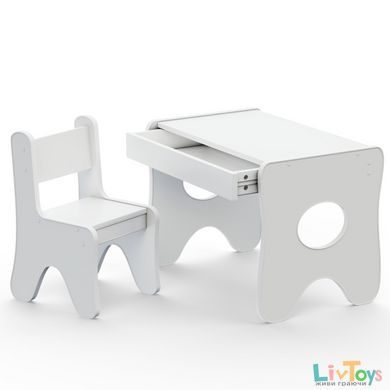 Удобный столик в детскую комнату 70&times;45&times;51, детский игральный стол с ящиком, белый