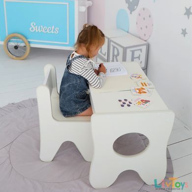Удобный столик в детскую комнату 70&times;45&times;51, детский игральный стол с ящиком, белый