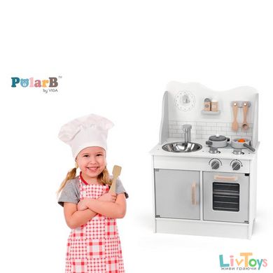 Детская кухня из дерева с аксессуарами Viga Toys PolarB серый (44049)
