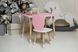 Розовый  столик и стульчик детский ведмежонок с белым сиденьем для девочки . Розовый детский столик