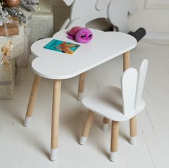 Белый столик тучка и стульчик детский зайка. белоснежный детский столик