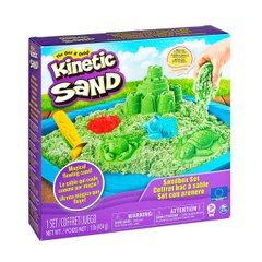 Набор песка для детского творчества - KINETIC SAND ЗАМОК ИЗ ПЕСКА (зеленый, 454 г, формочки, лоток)