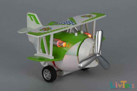 Самолет металлический инерционный Same Toy Aircraft зеленый со светом и музыкой SY8012Ut-4
