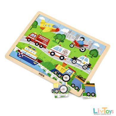 Дерев'яний пазл Viga Toys Транспорт 24 ел. (51462)