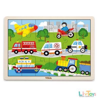Дерев'яний пазл Viga Toys Транспорт 24 ел. (51462)