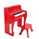 Дитяче піаніно Hape 25 клавіш зі стільцем і підсвіткою червоний (E0630)