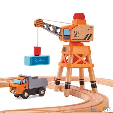 Комплект для игрушечной железной дороги "Подъемный кран и вантажовоз" Hape (E3715)