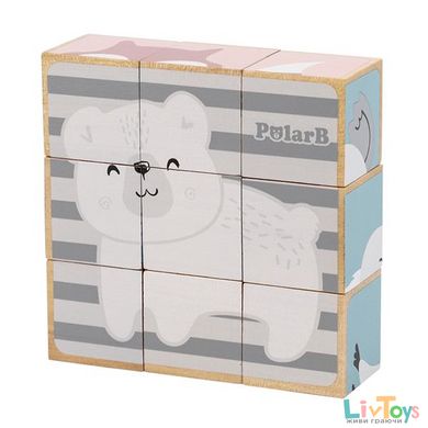 Дерев'яні кубики-пазл Viga Toys PolarB Звірята (44024)