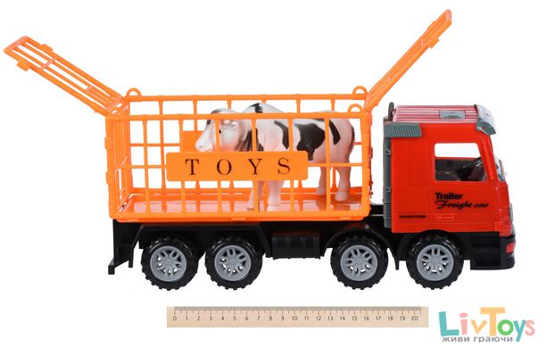 Машинка инерционная Same Toy Super Combination Грузовик красная для перевозки животных 98-82Ut