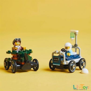 Конструктор LEGO City Літак проти лікарняного ліжка набір для перегонів 70 деталей (60459)
