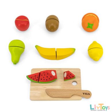 Игрушечные продукты Viga Toys Нарезанные фрукты из дерева (44539)