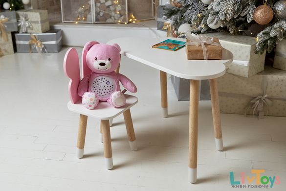 Белый столик тучка и стульчик бабочка детский розовый. белоснежный детский столик