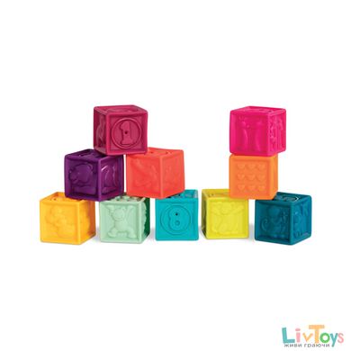 Развивающие силиконовые кубики - ПОСЧИТАЙ-КА! (10 кубиков, в сумочке, мягкие цвета)