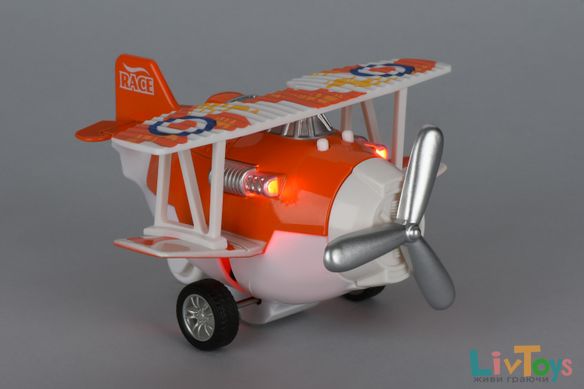 Самолет металлический инерционный Same Toy Aircraft оранжевый со светом и музыкой SY8012Ut-1