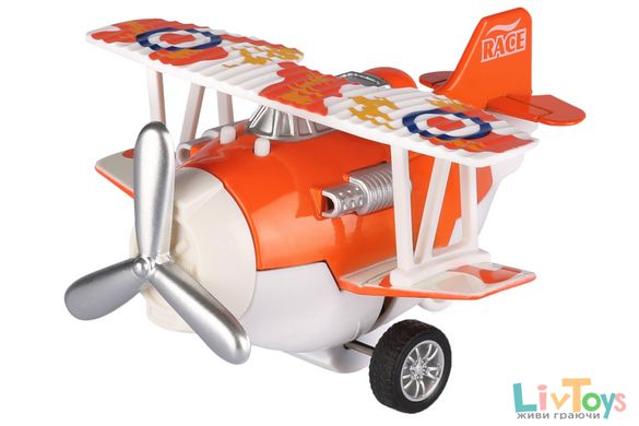 Літак металевий інерційний Same Toy Aircraft помаранчевий зі світлом і музикою SY8012Ut-1