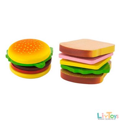 Игрушечные продукты Viga Toys Деревянные гамбургер и сэндвич (50810)