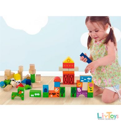 Деревянные кубики Viga Toys Ферма, 50 шт., 3 см (50285)