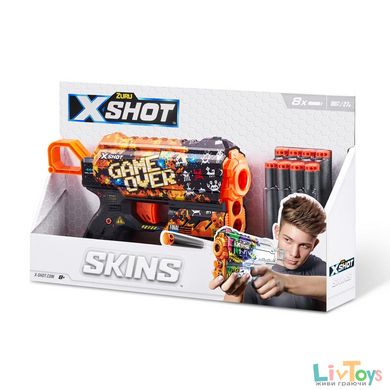 Скорострільний бластер X-SHOT Skins Flux Game Over (8 патронів)