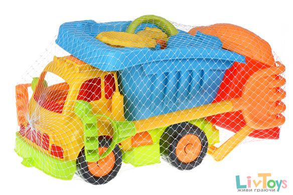 Набір для гри з піском Same Toy 11 од. Вантажівка жовта кабіна /синій кузов 968Ut-2