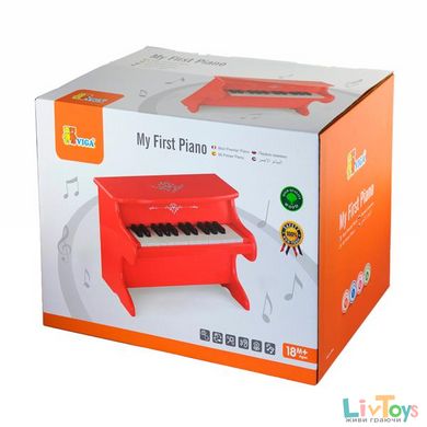 Музыкальная игрушка Viga Toys Первое пианино, красный (50947)