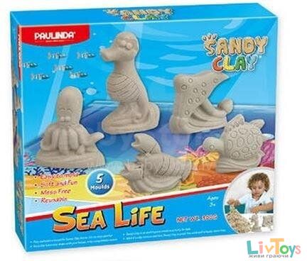 Песок для творчества Paulinda Sandy clay Морская жизнь - животные 300г 5 ед PL-140017