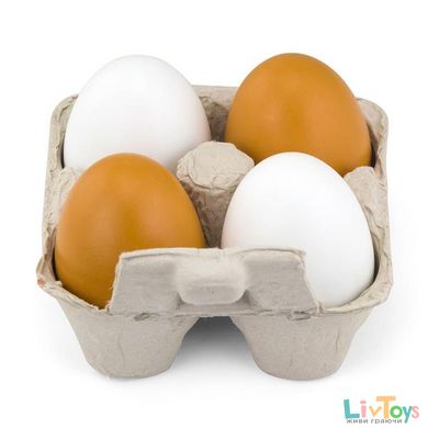 Іграшкові продукти Viga Toys Дерев'яні яйця в лотку, 4 шт. (50044)