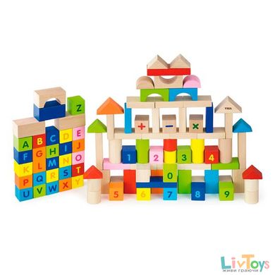 Деревянные кубики Viga Toys Алфавит и числа 100 шт., 3 см (50288)