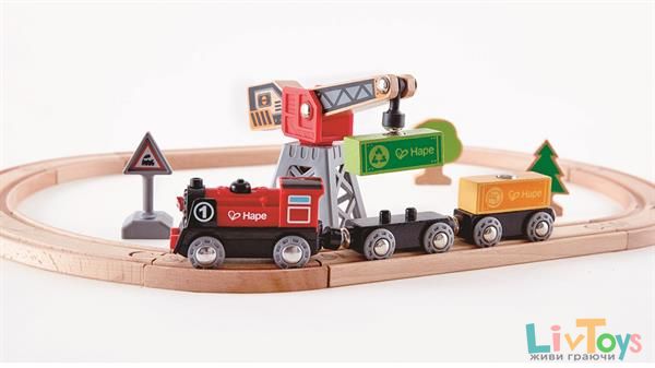 Іграшкова залізниця Hape Доставка вантажів 19 ел. (E3731)