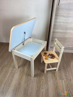 Дитячий стіл і стілець жовтий. Для навчання, малювання, ігри. Стіл із шухлядою та стільчик.