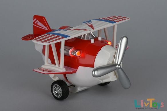 Літак металевий інерційний Same Toy Aircraft червоний зі світлом і музикою SY8012Ut-3