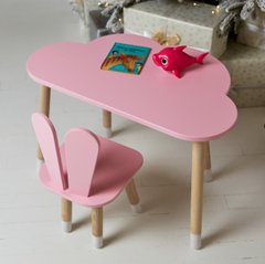 Детский столик тучка и стульчик ушки зайки раздельные розовые. Столик для игр, уроков, еды