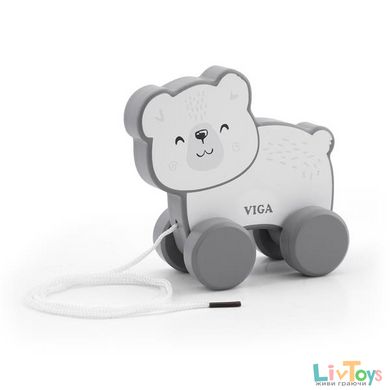 Дерев'яна каталка Viga Toys PolarB Білий ведмедик (44001)