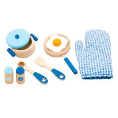 Дитячий кухонний набір  Іграшковий посуд із дерева, блакитний Viga Toys (50115)