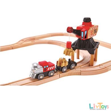 Комплект для игрушечной железной дороги "Грузовой поезд с шестернями" Hape (E3751)