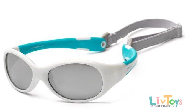 Дитячі сонцезахисні окуляри Koolsun KS-FLWA000 біло-бірюзові серії Flex (Розмір: 0+)