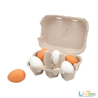Игрушечные продукты Viga Toys Деревянные яйца в лотке, 6 шт. (59228)