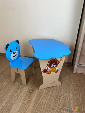 Дитячий столик і стільчик синій. Кришка хмарко