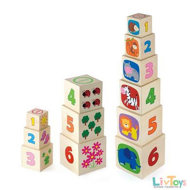 Деревянные развивающие кубики-пирамидка с цифрами Viga Toys (50392)