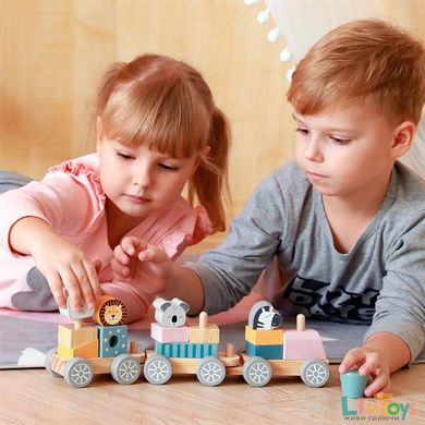 Деревянный поезд-пирамидка Viga Toys PolarB Животные (44015)
