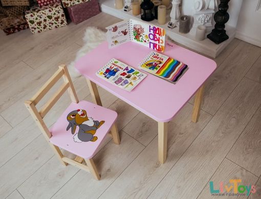 Стол и стул детский розовый. Для учебы,рисования,игры. Стол с ящиком и стульчик.