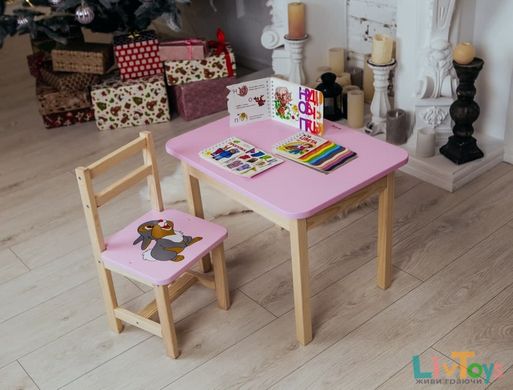 Стол и стул детский розовый. Для учебы,рисования,игры. Стол с ящиком и стульчик.